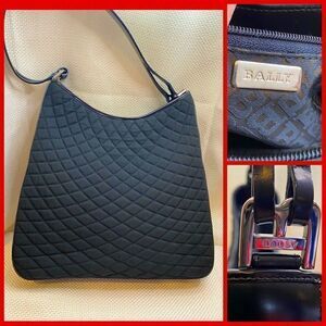 Vintage Y2K Bally black quilted shoulder bag with leather